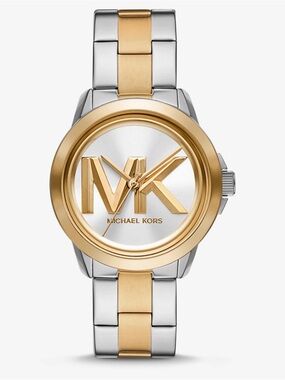 New Michael Kors Women's oversized-Brynn two Tone Watch Gold & Silver 💛🤍